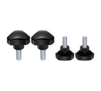 sourcing map 4 Pcs Triangle Handle Knobs M8 x 20mm (1.25mm Pitch) Male Thread Metric Carbon Steel Hand Tightening Clamping Screws Threaded Stud Knob Bolts for Woodworking Jigs, Black