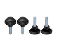 sourcing map 4 Pcs Triangle Handle Knobs M8 x 30mm (1.25mm Pitch) Male Thread Metric Carbon Steel Hand Tightening Clamping Screws Threaded Stud Knob Bolts for Woodworking Jigs, Black
