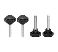 sourcing map 4 Pcs Triangle Handle Knobs M8 x 55mm (1.25mm Pitch) Male Thread Metric Carbon Steel Hand Tightening Clamping Screws Threaded Stud Knob Bolts for Woodworking Jigs, Black