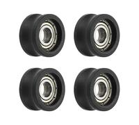 sourcing map 4 Pcs U Type Groove Nylon Plastic Guide Bearing 5x15.5x8.5mm, U Type Pulley Roller Wheel Bearing Roller Wheels, (Black)