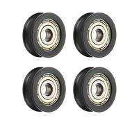 sourcing map 4 Pcs U Type Groove Nylon Plastic Guide Bearing 5x20x7mm, U Type Pulley Roller Wheel Bearing Roller Wheels, (Black)