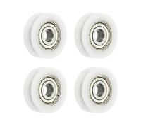 sourcing map 4 Pcs U Type Groove Nylon Plastic Guide Bearing 5x21x7mm, U Type Pulley Roller Wheel Bearing Roller Wheels, (White)