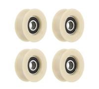 sourcing map 4 Pcs U Type Groove Nylon Plastic Guide Bearing 6x26.5x10mm, U Type Pulley Roller Wheel Bearing Roller Wheels, (Beige)