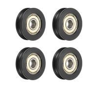 sourcing map 4 Pcs U Type Groove Nylon Plastic Guide Bearing 6x27x8mm, U Type Pulley Roller Wheel Bearing Roller Wheels, (Black)
