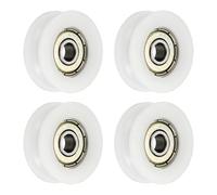 sourcing map 4 Pcs U Type Groove Nylon Plastic Guide Bearing 6x29x10mm, U Type Pulley Roller Wheel Bearing Roller Wheels, (White)