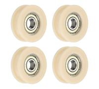 sourcing map 4 Pcs U Type Groove Nylon Plastic Guide Bearing 8x34x12mm, U Type Pulley Roller Wheel Bearing Roller Wheels, (Beige)
