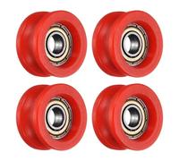sourcing map 4 Pcs U Type Groove Plastic Guide Bearing 6x23x11.4mm, U Type Pulley Roller Wheel Bearing Roller Wheels, (Red)