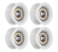 sourcing map 4 Pcs U Type Groove Plastic Guide Bearing 6x27.3x13mm, U Type Pulley Roller Wheel Bearing Roller Wheels, (White)