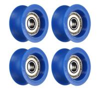 sourcing map 4 Pcs U Type Groove Plastic Guide Bearing 6x28.5x14mm, U Type Pulley Roller Wheel Bearing Roller Wheels, (Blue)