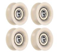 sourcing map 4 Pcs U Type Groove Plastic Guide Bearing 6x28x11mm, U Type Pulley Roller Wheel Bearing Roller Wheels, (Beige)