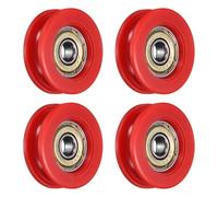 sourcing map 4 Pcs U Type Groove Plastic Guide Bearing 6x30.8x10.3mm, U Type Pulley Roller Wheel Bearing Roller Wheels, (Red)