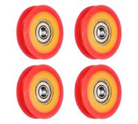 sourcing map 4 Pcs U Type Groove Plastic Guide Bearing 6x39x9mm, U Type Pulley Roller Wheel Bearing Roller Wheels, (Red)