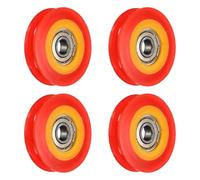 sourcing map 4 Pcs U Type Groove Plastic Guide Bearing 8x45x11mm, U Type Pulley Roller Wheel Bearing Roller Wheels, (Red)