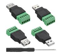 sourcing map 4 Pcs USB 2.0 A Screw Terminal Adapter, USB 2.0 Female/Male Plug to 8 Pin Screw Terminal Connector, Ethernet Audio Adapter Home Accessories Extender CCTV Digital DVR Network Black