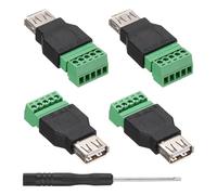sourcing map 4 Pcs USB 2.0 A Screw Terminal Adapter, USB 2.0 Female Plug to 8 Pin Screw Terminal Connector, Ethernet Audio Adapter Home Accessories Extender CCTV Digital DVR Network Black