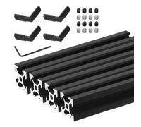 sourcing map 4 Pcs V Slot 2020 Aluminum Extrusion Profile European Standard 150mm x 20mm Anodized Black Linear Rail Extrusion Frame for 3D Printer, CNC, DIY