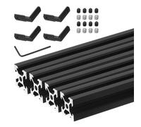 sourcing map 4 Pcs V Slot 2020 Aluminum Extrusion Profile European Standard 350mm x 20mm Anodized Black Linear Rail Extrusion Frame for 3D Printer, CNC, DIY