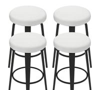sourcing map 4 Pcs Velvet Bar Stool Covers, 10-14 Inch Round Bar Stool Cushions with Elastic Band Stretch Chair Seat Cover Washable Slipcovers for Round Stool Chair, White
