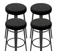 sourcing map 4 Pcs Velvet Bar Stool Covers, 10-14 Inch Round Bar Stool Cushions with Elastic Band Stretch Chair Seat Cover Washable Slipcovers for Round Stool Chair, Black