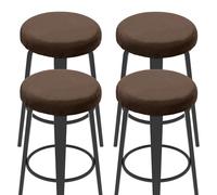 sourcing map 4 Pcs Velvet Bar Stool Covers, 14-18 Inch Round Bar Stool Cushions with Elastic Band Stretch Chair Seat Cover Washable Slipcovers for Round Stool Chair, Brown