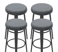 sourcing map 4 Pcs Velvet Bar Stool Covers, 14-18 Inch Round Bar Stool Cushions with Elastic Band Stretch Chair Seat Cover Washable Slipcovers for Round Stool Chair, Dark Gray