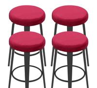 sourcing map 4 Pcs Velvet Bar Stool Covers, 14-18 Inch Round Bar Stool Cushions with Elastic Band Stretch Chair Seat Cover Washable Slipcovers for Round Stool Chair, Red