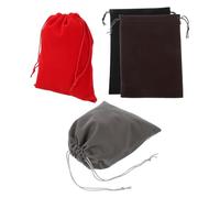 sourcing map 4 Pcs Velvet Drawstring Bag, 5.1 x 7 Inch Jewelry Velvet Pouches Gift Bags for Wedding Party Favor Candy Jewelry Packaging Organizing Storage, Red/Black/Gray/Brown