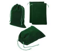 sourcing map 4 Pcs Velvet Drawstring Bag, 5.1 x 7 Inch Jewelry Velvet Pouches Gift Bags for Wedding Party Favor Candy Jewelry Packaging Organizing Storage, Green