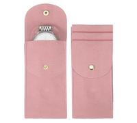 sourcing map 4 Pcs Velvet Watch Pouch, 5.1 x 2.8 Inch Portable Travel Case Jewelry Storage Bag Single Watch Storage Pouch for Men and Women with Snap Button for Travel Home, Pink