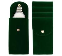 sourcing map 4 Pcs Velvet Watch Pouch, Portable Watch Travel Case Soft Watch Storage Bag with Snap Button Concave Inner Pad for Men and Women Gift, Dark Green