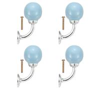 sourcing map 4 Pcs Wall Hooks, Ceramic Drawer Door Single Hook Handle Shoe Cabinets Wardrobe Door Hooks Handles for Hanging Clothes Keys Hats Backpacks, Light Blue