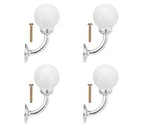 sourcing map 4 Pcs Wall Hooks, Ceramic Drawer Door Single Hook Handle Shoe Cabinets Wardrobe Door Hooks Handles for Hanging Clothes Keys Hats Backpacks, White