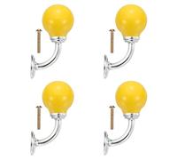 sourcing map 4 Pcs Wall Hooks, Ceramic Drawer Door Single Hook Handle Shoe Cabinets Wardrobe Door Hooks Handles for Hanging Clothes Keys Hats Backpacks, Yellow