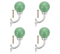 sourcing map 4 Pcs Wall Hooks, Ceramic Drawer Door Single Hook Handle Shoe Cabinets Wardrobe Door Hooks Handles for Hanging Clothes Keys Hats Backpacks, Green