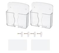 sourcing map 4 Pcs Wall Mounted Phone Holder, Self-Adhesive PC Phone Stand with Charging Hole Charger Remote Control Stand Organizer for Home Office Bedroom Kitchen Smartphone, Transparent