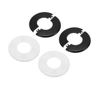 sourcing map 4 Pcs Wall Split Flange, 115mm/4.5" OD Self-Adhesive Escutcheon Plates ABS Round Plumbing Cover Buckles for 52mm Dia Water Pipe Faucet Wall Hole Accessories, White/Black
