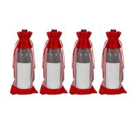 sourcing map 4 Pcs Wine Bottle Gift Bags with Drawstrings, Clear Velvet Wine Bags Reusable Liquor Bottle Covers for Wedding Birthday Party, Red