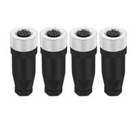 sourcing map 4 Pin M12 Female Aviation Wire Connector, 4 Pcs Socket Panel Aviation Connectors Waterproof IP67 Industrial Circular Straight Connector for Networks Instruments