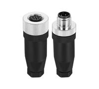 sourcing map 4 Pin M12 Male & Female Aviation Wire Connector, 4 Pcs Socket Panel Aviation Connectors Waterproof IP67 Industrial Circular Straight Connector for Networks Instruments