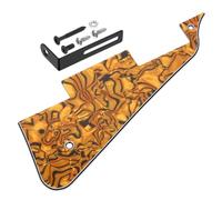 sourcing map 4 Ply LP Guitar Pickguard, 2-Hole Electric Guitar Pickguard Scratch Plate with Black Chrome Bracket for Les Standard Series, Tiger Spot Shell