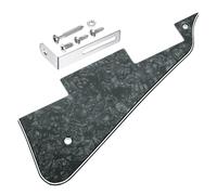 sourcing map 4 Ply LP Guitar Pickguard, 2-Hole Electric Guitar Pickguard Scratch Plate with Silver Chrome Bracket for Les Standard Series, Black Pearl