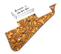 sourcing map 4 Ply LP Guitar Pickguard, 2-Hole Electric Guitar Pickguard Scratch Plate with Silver Chrome Bracket for Les Standard Series, Tiger Spot Shell
