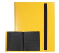 sourcing map 4 Pocket Trading Card Binder, PU Cover Card Collection Binder 160 Side Loading Card Binder Card Album Folder for TCG, Game Cards, Sports Cards(Yellow)