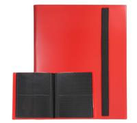 sourcing map 4 Pocket Trading Card Binder, PU Cover Card Collection Binder 160 Side Loading Card Binder Card Album Folder for TCG, Game Cards, Sports Cards(Red)