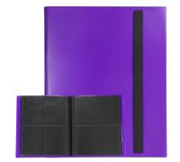 sourcing map 4 Pocket Trading Card Binder, PU Cover Card Collection Binder 160 Side Loading Card Binder Card Album Folder for TCG, Game Cards, Sports Cards(Purple)