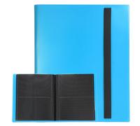 sourcing map 4 Pocket Trading Card Binder, PU Cover Card Collection Binder 160 Side Loading Card Binder Card Album Folder for TCG, Game Cards, Sports Cards(Sky Blue)