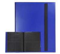 sourcing map 4 Pocket Trading Card Binder, PU Cover Card Collection Binder 160 Side Loading Card Binder Card Album Folder for TCG, Game Cards, Sports Cards(Dark Blue)