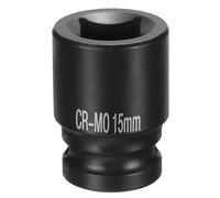 sourcing map 4 Point Square Socket 1/2" Drive 15mm Metric Square Impact Socket CR-MO Blackening Standard Wheel Sockets Pneumatic Socket Tool for Auto Repair Mechanical Maintenance Home Use