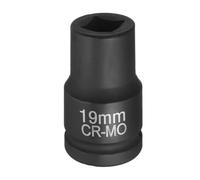 sourcing map 4 Point Square Socket 1" Drive 19mm Metric Square Impact Socket CR-MO Blackening Standard Wheel Sleeve Pneumatic Sleeve Tool for Auto Repair Mechanical Maintenance Home Use