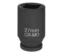 sourcing map 4 Point Square Socket 3/4" Drive 27mm Metric CR-MO Phosphate Blackening Standard Wheel Impact Sockets for Auto Repair Mechanical Maintenance Home Install